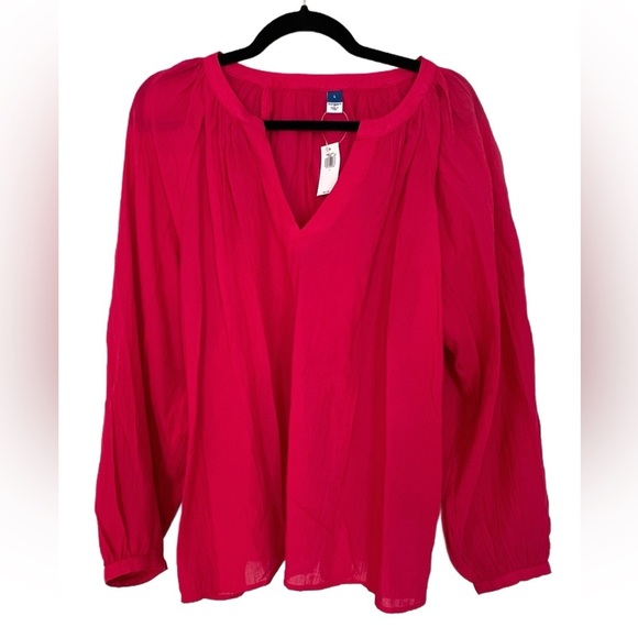 NWT Old Navy Split-Neck Crinkle Gauze Top, Size L (12/14), Carousel Pink - Picture 5 of 8